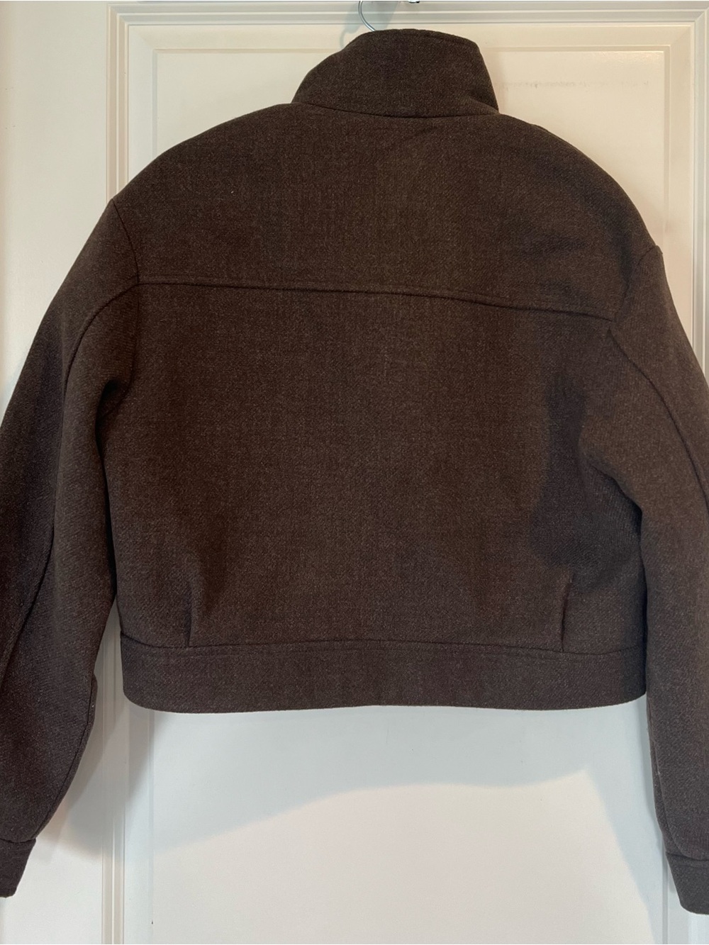 Zara Brown Cropped Pea Coat Size Small - Picture 2 of 8